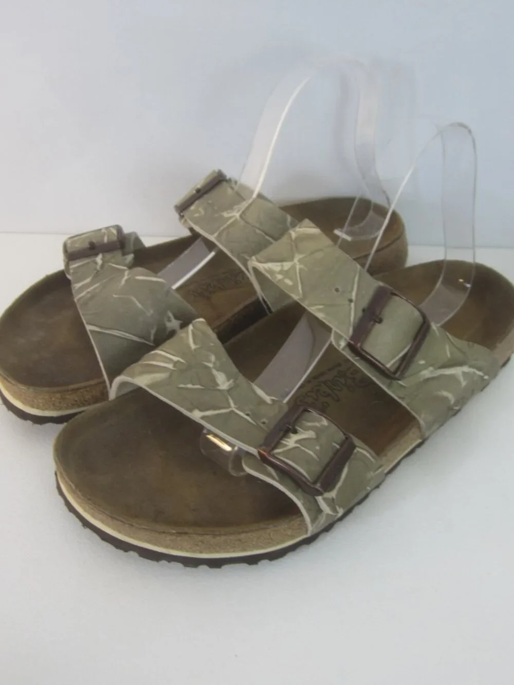 Birkenstock Men 8 M Arizona 2  Strap Camo Green Gray  Sandals Slides Women 10